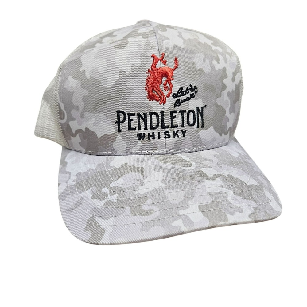 Pendleton Whisky Embroidery Camo‎ Snapback Trucker Hat Adjustable Mesh Cap